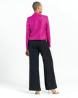 Liquid Leather™ Cropped Tuxedo Blazer - Magenta