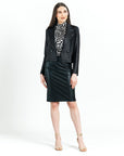 Liquid Leather™ Cropped Tuxedo Blazer - Black