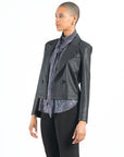 Liquid Leather™ Cropped Tuxedo Blazer - Black - Final Sale!