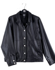 Liquid Leather™ Sheen Button Closure Pocket Jacket - Black - Limited Sizes!