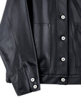 Liquid Leather™ Sheen Button Closure Pocket Jacket - Black - Limited Sizes