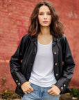 Liquid Leather™ Sheen Button Closure Pocket Jacket - Black - Limited Sizes!