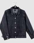Denim Stretch - Button Closure Pocket Jacket - Black - Final Sale!