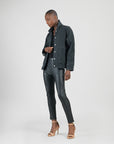 Denim Stretch - Button Closure Pocket Jacket - Black - Final Sale!