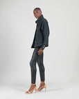 Denim Stretch - Button Closure Pocket Jacket - Black - Final Sale!