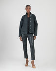 Denim Stretch - Button Closure Pocket Jacket - Black - Final Sale!