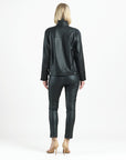 Liquid Leather™ Sheen Button Closure Pocket Jacket - Black - Limited Sizes