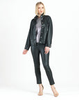 Liquid Leather™ Sheen Button Closure Pocket Jacket - Black - Limited Sizes!