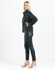 Liquid Leather™ Sheen Button Closure Pocket Jacket - Black - Limited Sizes!