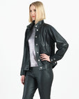 Liquid Leather™ Sheen Button Closure Pocket Jacket - Black - Limited Sizes!
