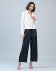 Soft Suede - Architectural Moto Jacket - Cream