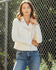 Soft Suede - Architectural Moto Jacket - Cream