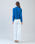 Soft Suede - Architectural Moto Jacket - French Blue