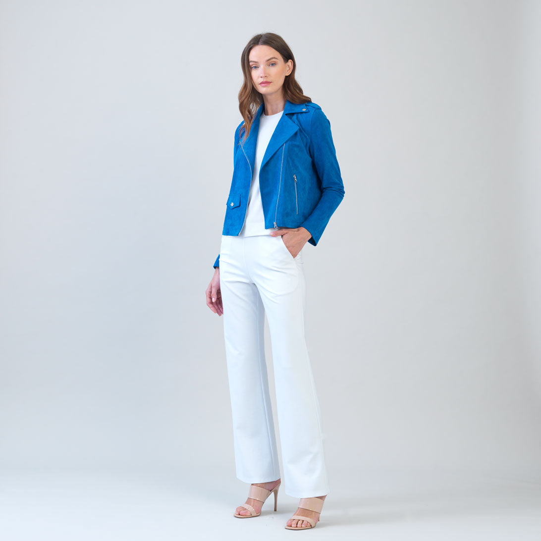 Soft Suede - Architectural Moto Jacket - French Blue – Clara Sunwoo