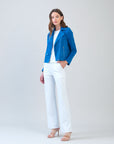 Soft Suede - Architectural Moto Jacket - French Blue