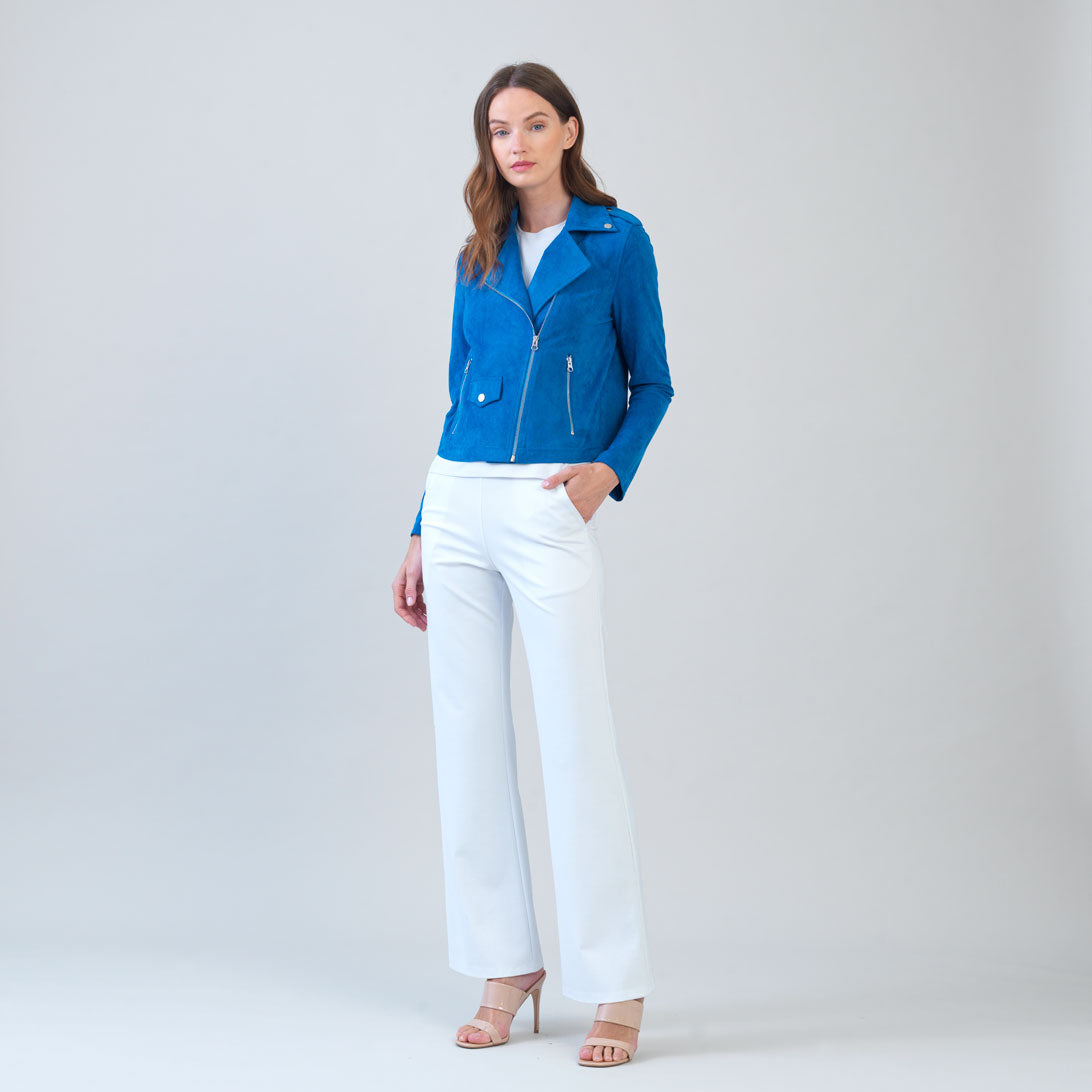 Soft Suede - Architectural Moto Jacket - French Blue – Clara Sunwoo