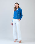 Soft Suede - Architectural Moto Jacket - French Blue
