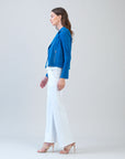 Soft Suede - Architectural Moto Jacket - French Blue