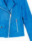 Soft Suede - Architectural Moto Jacket - French Blue