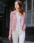 Soft Suede - Architectural Moto Jacket - Mauve