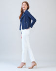 Soft Suede - Architectural Moto Jacket - Navy
