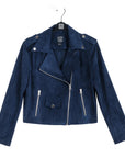 Soft Suede - Architectural Moto Jacket - Navy