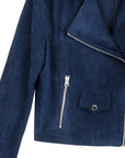 Soft Suede - Architectural Moto Jacket - Navy