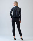 Sequin Knit - Liquid Leather™ Sheen Moto Jacket - Black - Final Sale