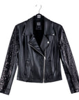 Sequin Knit - Liquid Leather™ Sheen Moto Jacket - Black - Final Sale - Clara Sunwoo