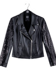 Sequin Knit - Liquid Leather™ Sheen Moto Jacket - Black