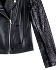 Sequin Knit - Liquid Leather™ Sheen Moto Jacket - Black