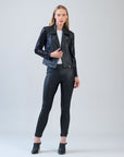 Sequin Knit - Liquid Leather™ Sheen Moto Jacket - Black - Final Sale