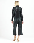 Sequin Knit - Liquid Leather™ Sheen Moto Jacket - Black - Final Sale - Clara Sunwoo