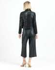 Sequin Knit - Liquid Leather™ Sheen Moto Jacket - Black
