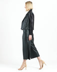 Sequin Knit - Liquid Leather™ Sheen Moto Jacket - Black