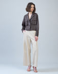 Liquid Leather™ Cropped Cargo Jacket - Brown