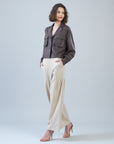 Liquid Leather™ Cropped Cargo Jacket - Brown