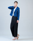 Liquid Leather™ Zip Cuff Moto Waist Jacket - Cobalt