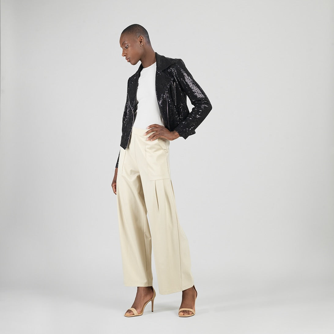 Sequin Knit - Moto Waist Jacket - Black - Final Sale – Clara Sunwoo