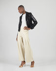 Sequin Knit - Moto Waist Jacket - Black