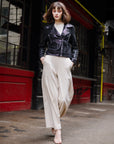 Sequin Knit - Moto Waist Jacket - Black