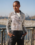 Sequin Knit - Moto Waist Jacket - Champagne