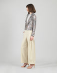 Sequin Knit - Moto Waist Jacket - Champagne