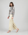 Sequin Knit - Moto Waist Jacket - Champagne