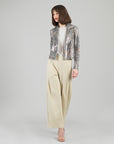Sequin Knit - Moto Waist Jacket - Champagne