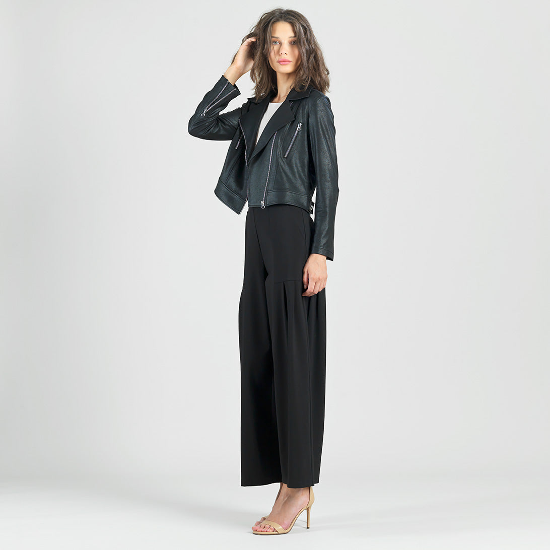 Liquid Leather™ Zip Cuff Moto Waist Jacket - Black – Clara Sunwoo