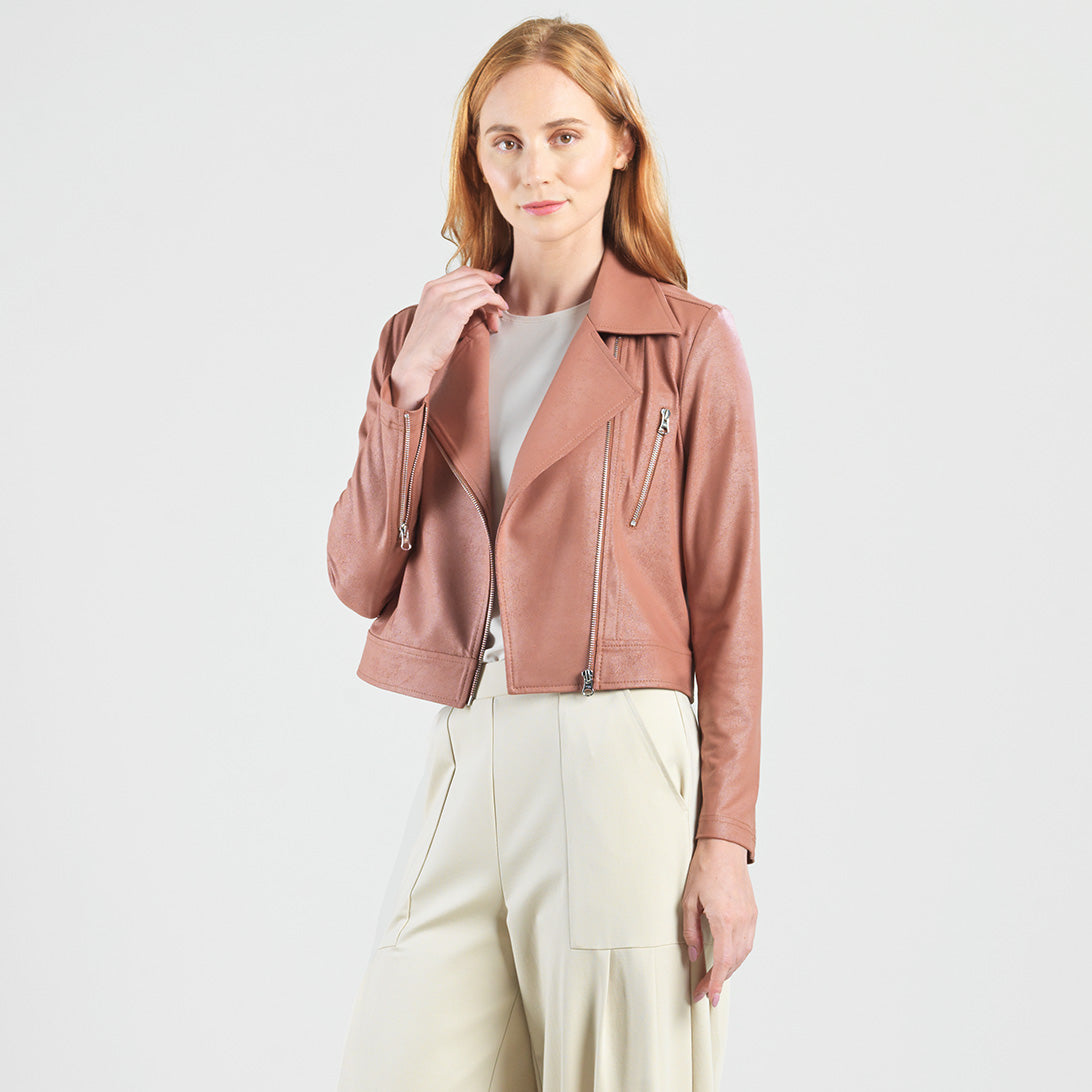 Liquid Leather™ Zip Cuff Moto Waist Jacket - Tan – Clara Sunwoo