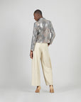 Sequin Knit - Modern Button Blazer - Champagne
