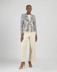 Sequin Knit - Modern Button Blazer - Champagne