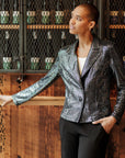 Shimmer Sequin - Modern Button Blazer - Gunmetal - Limited Sizes